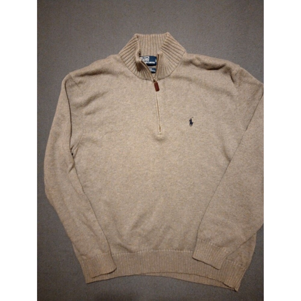 Polo Men's Sweater Size XL 1/4 Zip Gray Gently Worn Ralph Lauren Imperfection